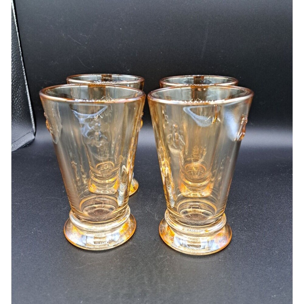 La Rochere Musee Paris Bee Orange Iced Tea/ Water Glasses 5.5” h 10 oz Set of 4